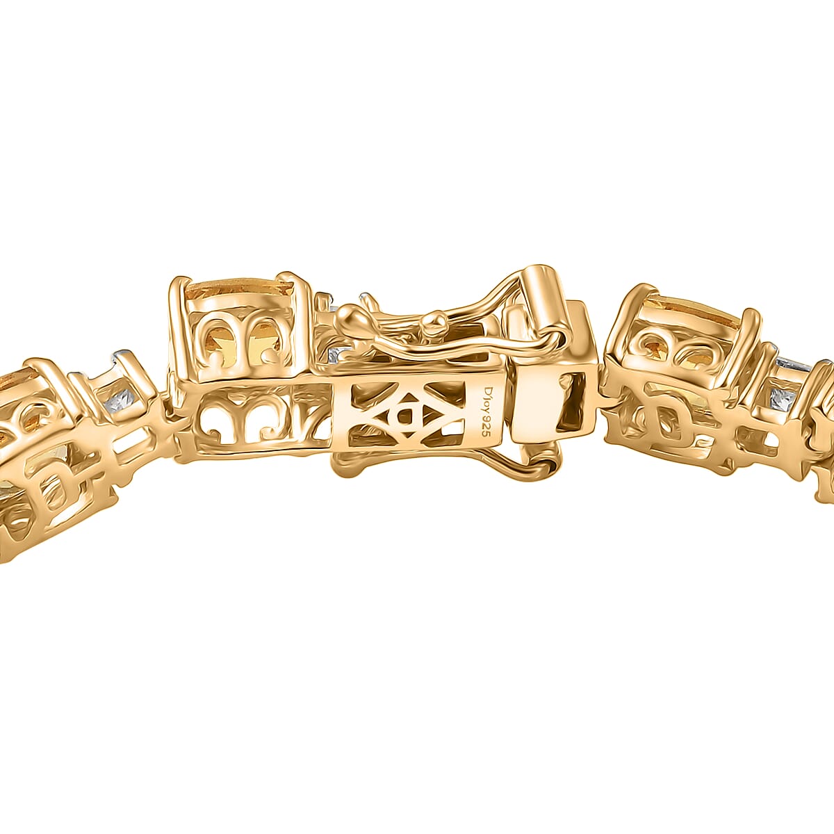 D'Joy Premium Marialite and Moissanite 18.15 ctw Art Deco Bracelet in 18K Vermeil Yellow Gold Over Sterling Silver (7.25 In) image number 3