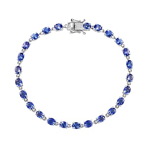 D'Joy AAA Tanzanite 9.40 ctw Bracelet in Rhodium Over Sterling Silver (8.00 In)