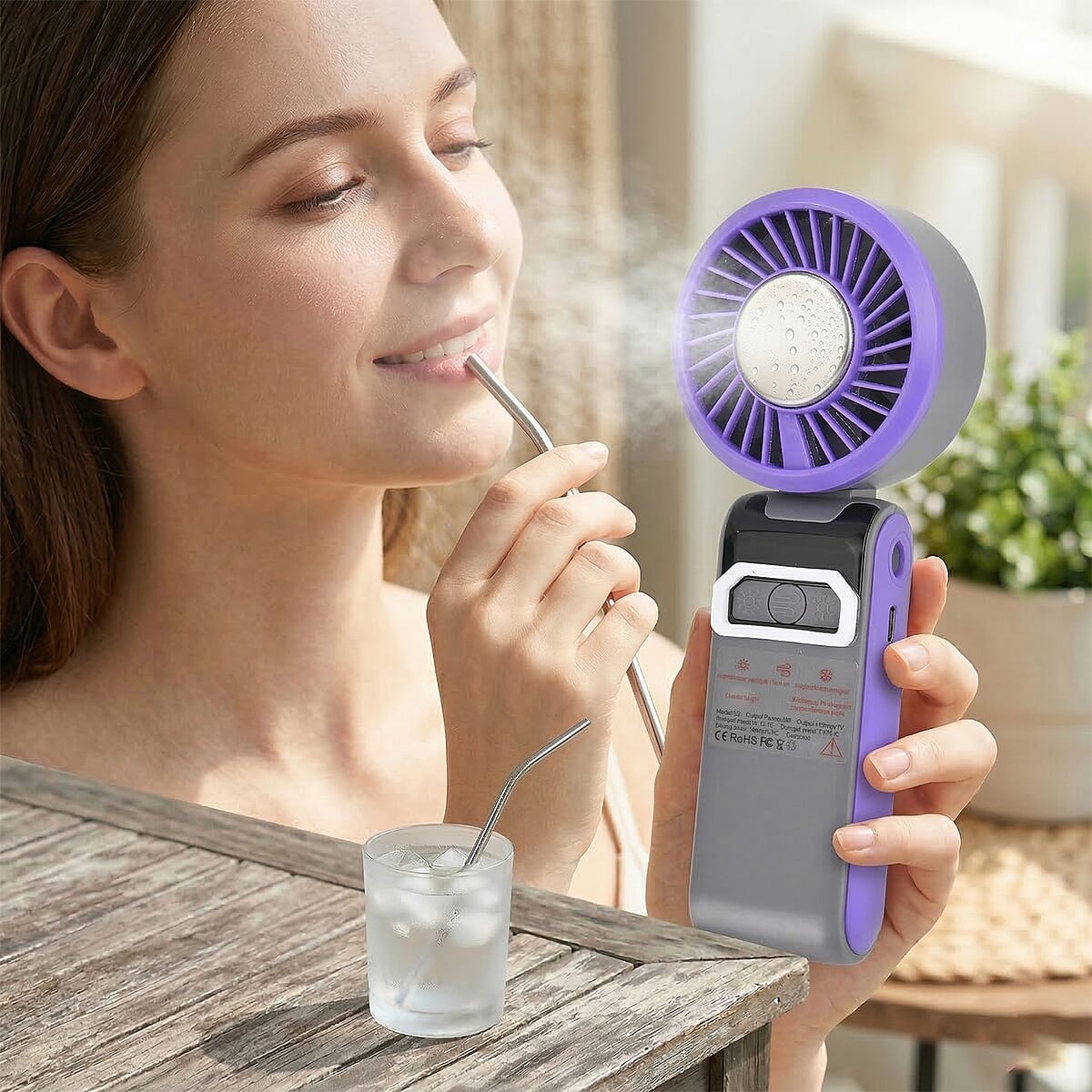 Livmore Gray Cooling Fan with LED Light (4.96"x4.4"x10.24") image number 1