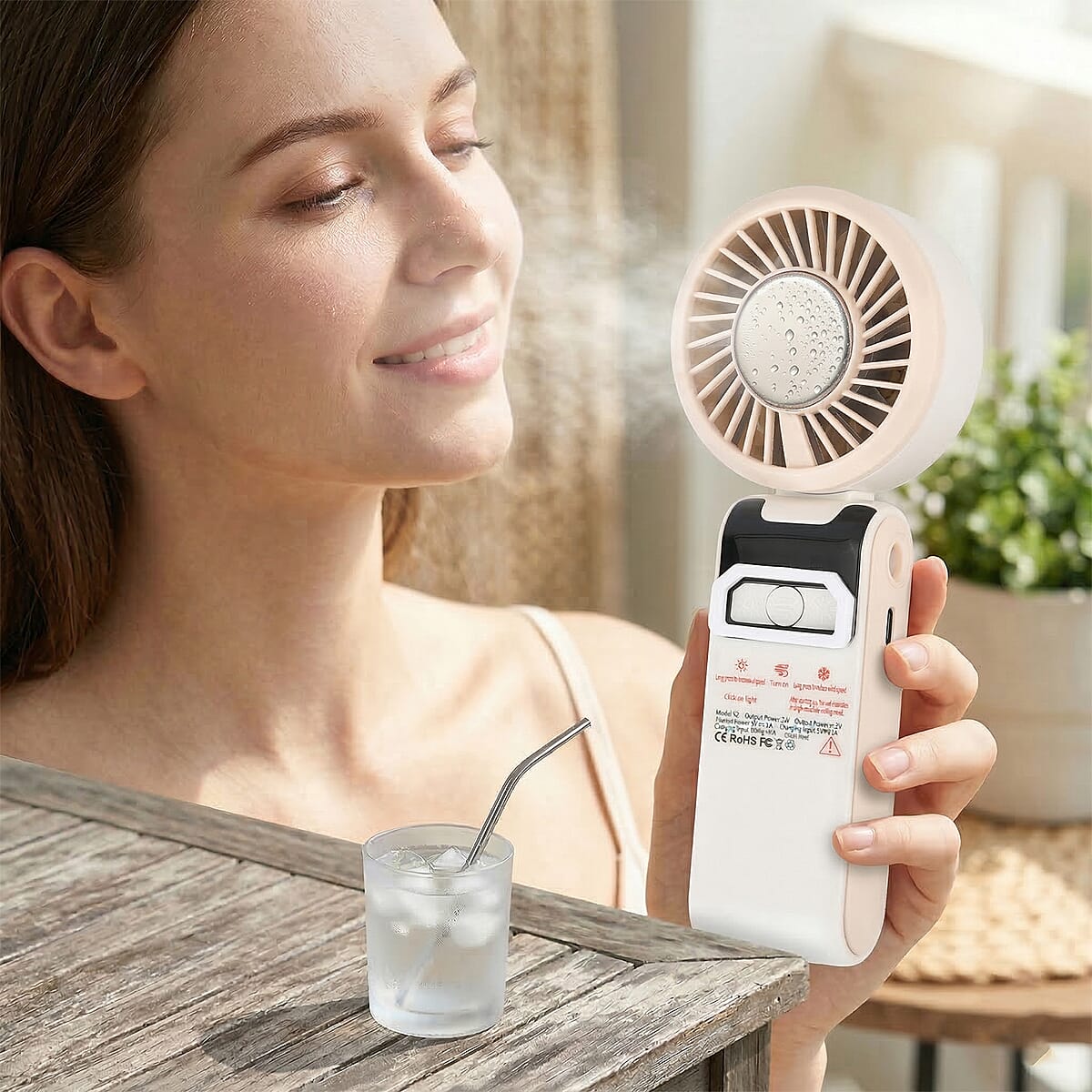 Livmore White Cooling Fan with LED Light image number 1