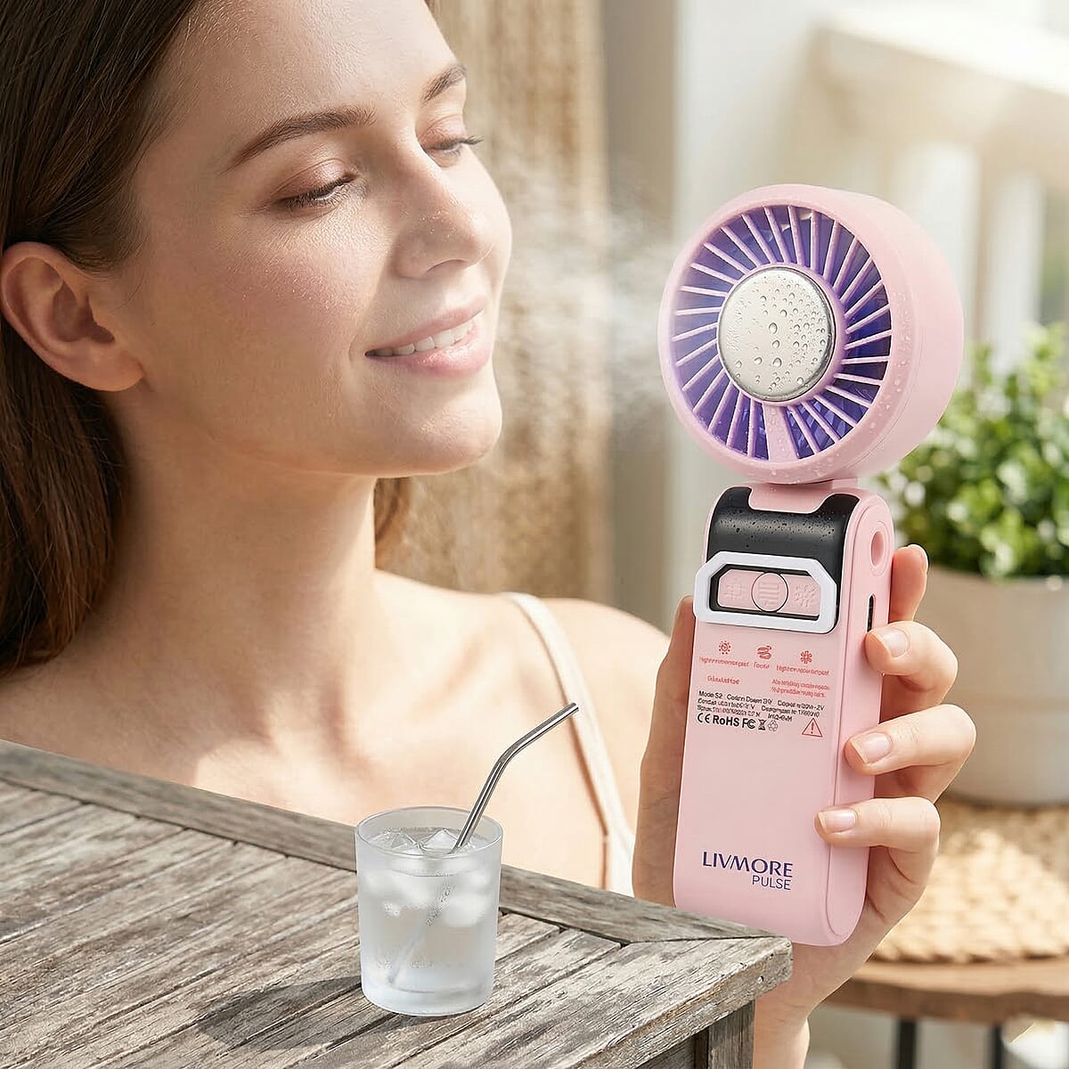 Livmore Pink Cooling Fan with LED Light image number 1