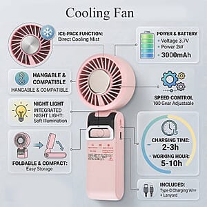 Livmore Pink Cooling Fan with LED Light