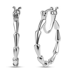 D'Joy Platinum Over Sterling Silver Hoop Earrings (4.72 g)