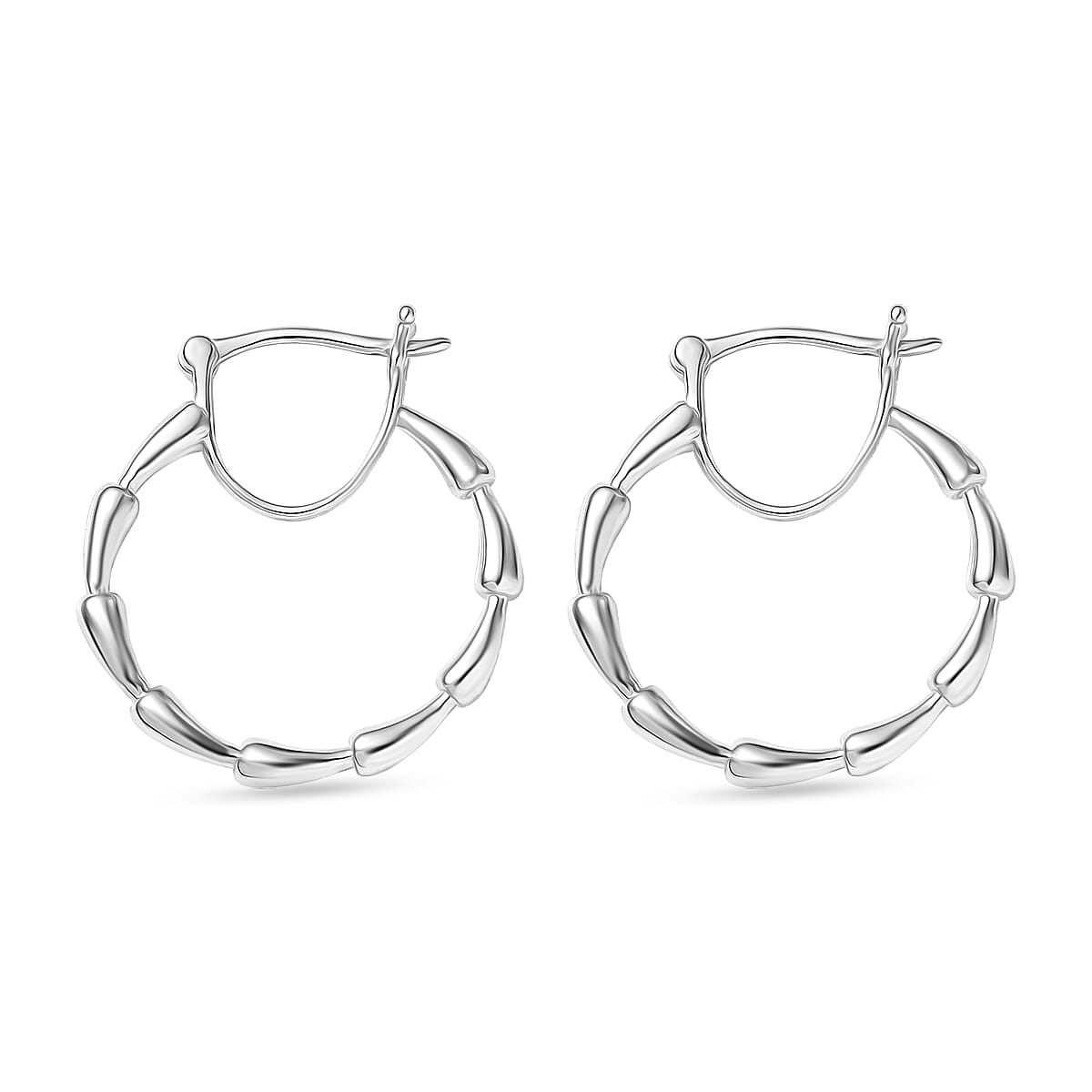 D'Joy Hoop Earrings in Platinum Over Sterling Silver 4.80 Grams image number 3