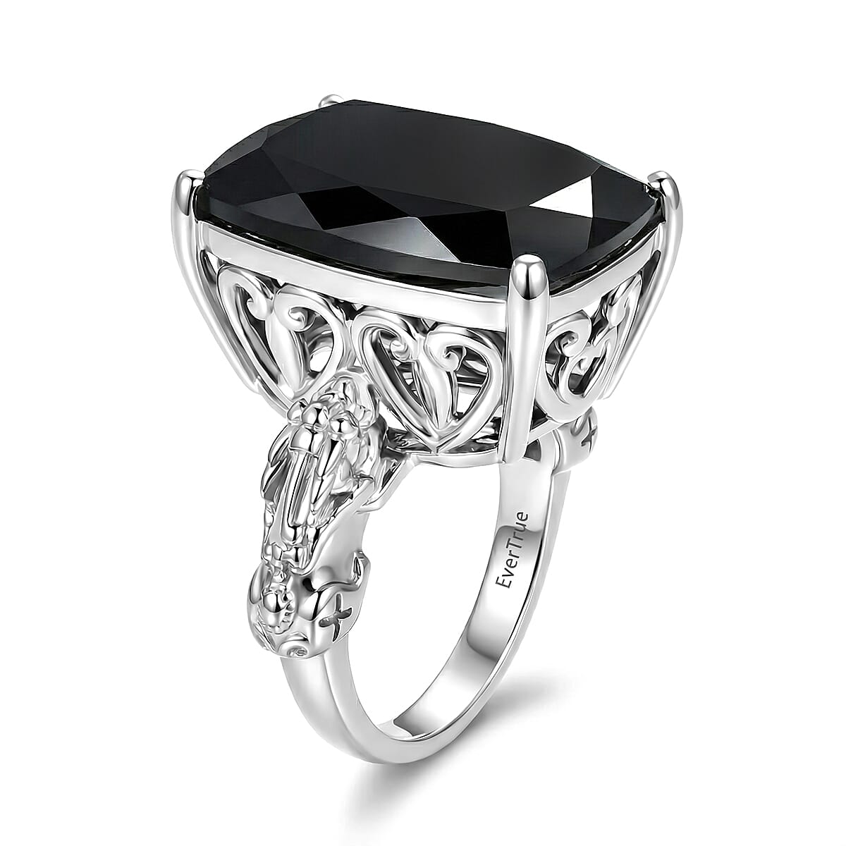 EverTrue Thai Black Spinel 24.50 ctw Ring in Platinum Bond (Size 10.0) image number 3