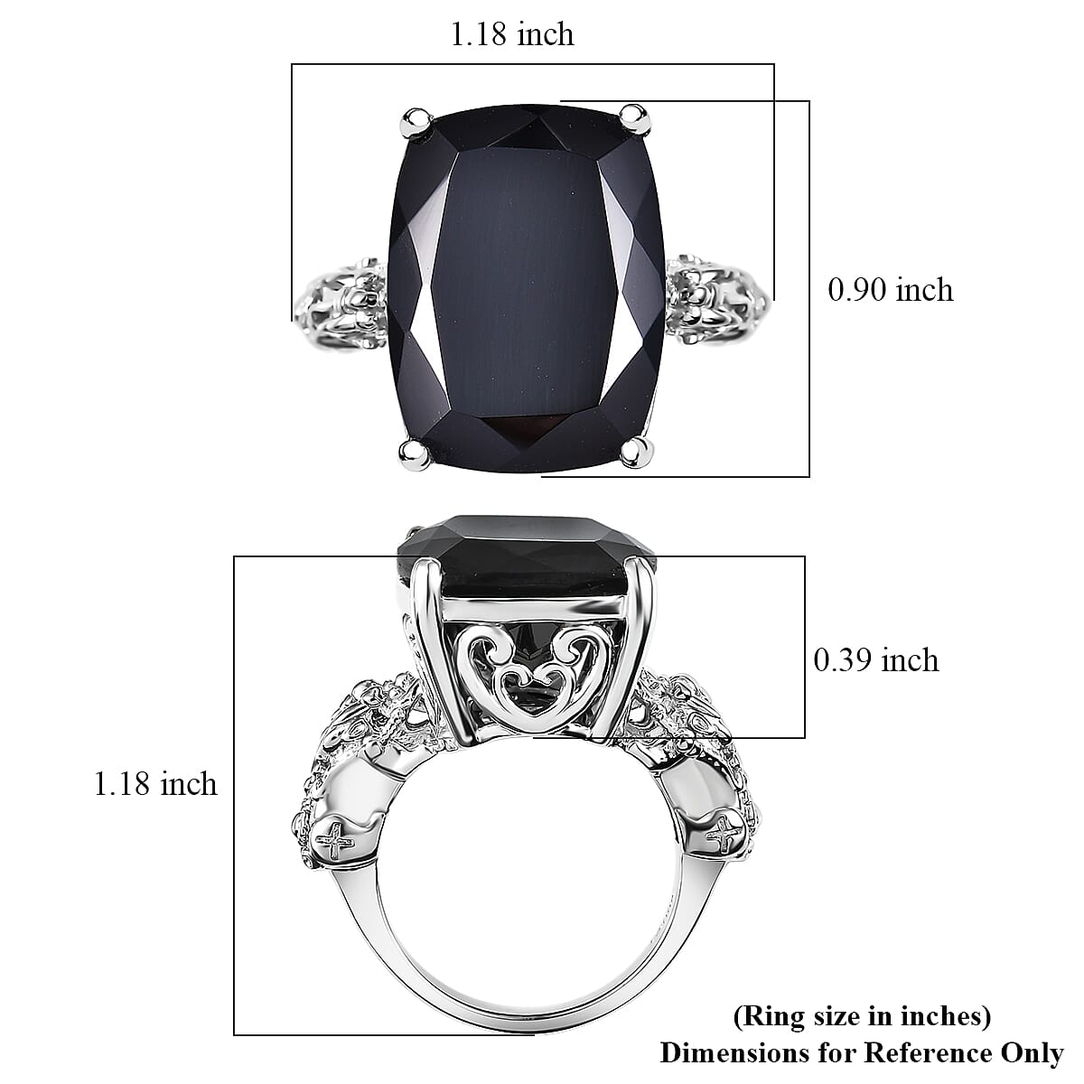 EverTrue Thai Black Spinel 24.50 ctw Ring in Platinum Bond (Size 10.0) image number 5