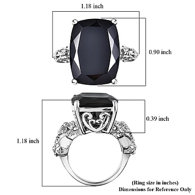 EverTrue Thai Black Spinel 24.50 ctw Ring in Platinum Bond (Size 6.0)