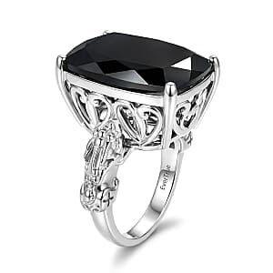 EverTrue Thai Black Spinel 24.50 ctw Ring in Platinum Bond (Size 7.0)