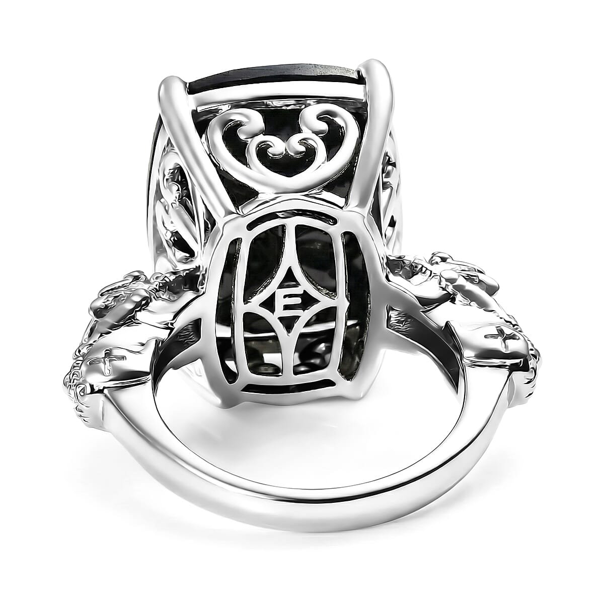 EverTrue Thai Black Spinel 24.50 ctw Ring in Platinum Bond (Size 7.0) image number 4