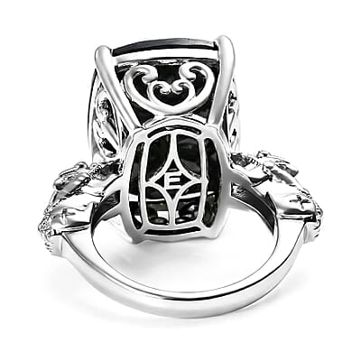 EverTrue Thai Black Spinel 24.50 ctw Ring in Platinum Bond (Size 7.0)