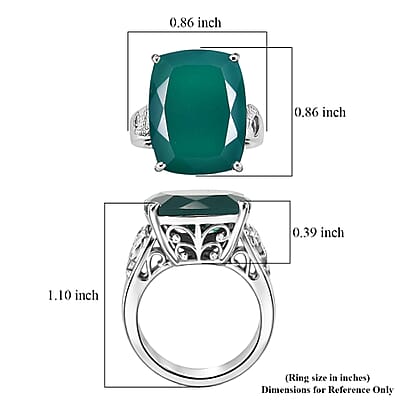 EverTrue Green Onyx 15.00 ctw Living Creature Ring in Platinum Bond (Size 6.0)