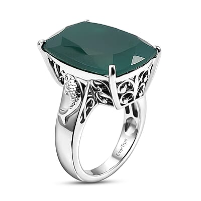 EverTrue Green Onyx 15.00 ctw Living Creature Ring in Platinum Bond (Size 7.0)