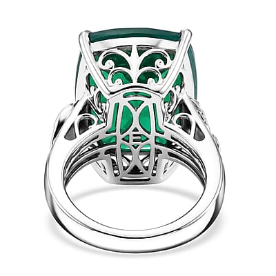 EverTrue Green Onyx 15.00 ctw Living Creature Ring in Platinum Bond (Size 7.0)