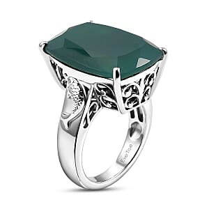 EverTrue Green Onyx Living Creature Ring in Platinum Bond (Size 10.0) 15.00 ctw