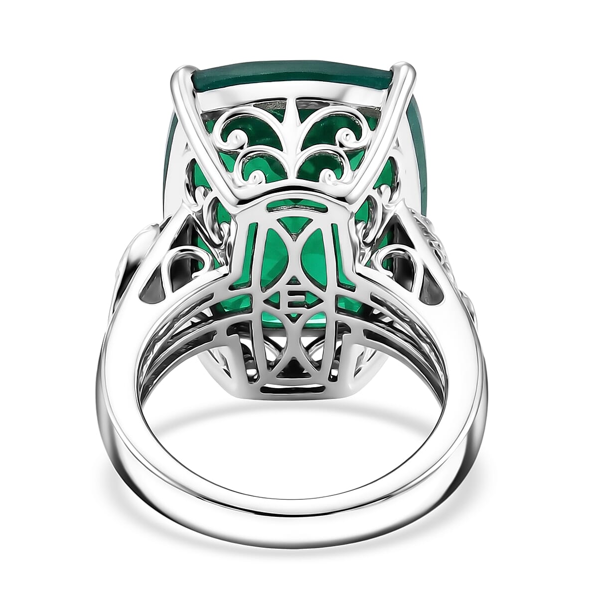 EverTrue Green Onyx Living Creature Ring in Platinum Bond (Size 10.0) 15.00 ctw image number 4
