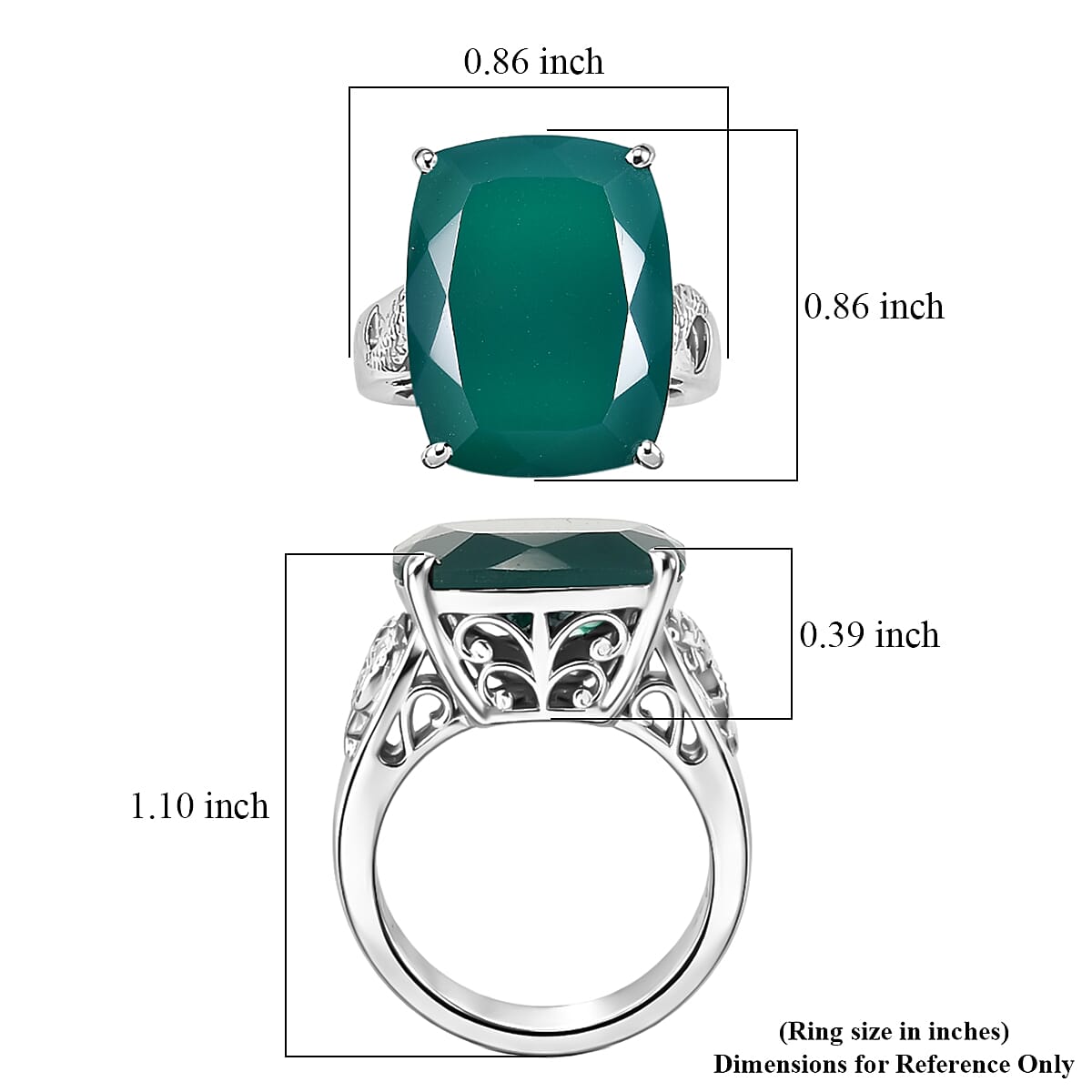 EverTrue Green Onyx Living Creature Ring in Platinum Bond (Size 10.0) 15.00 ctw image number 5