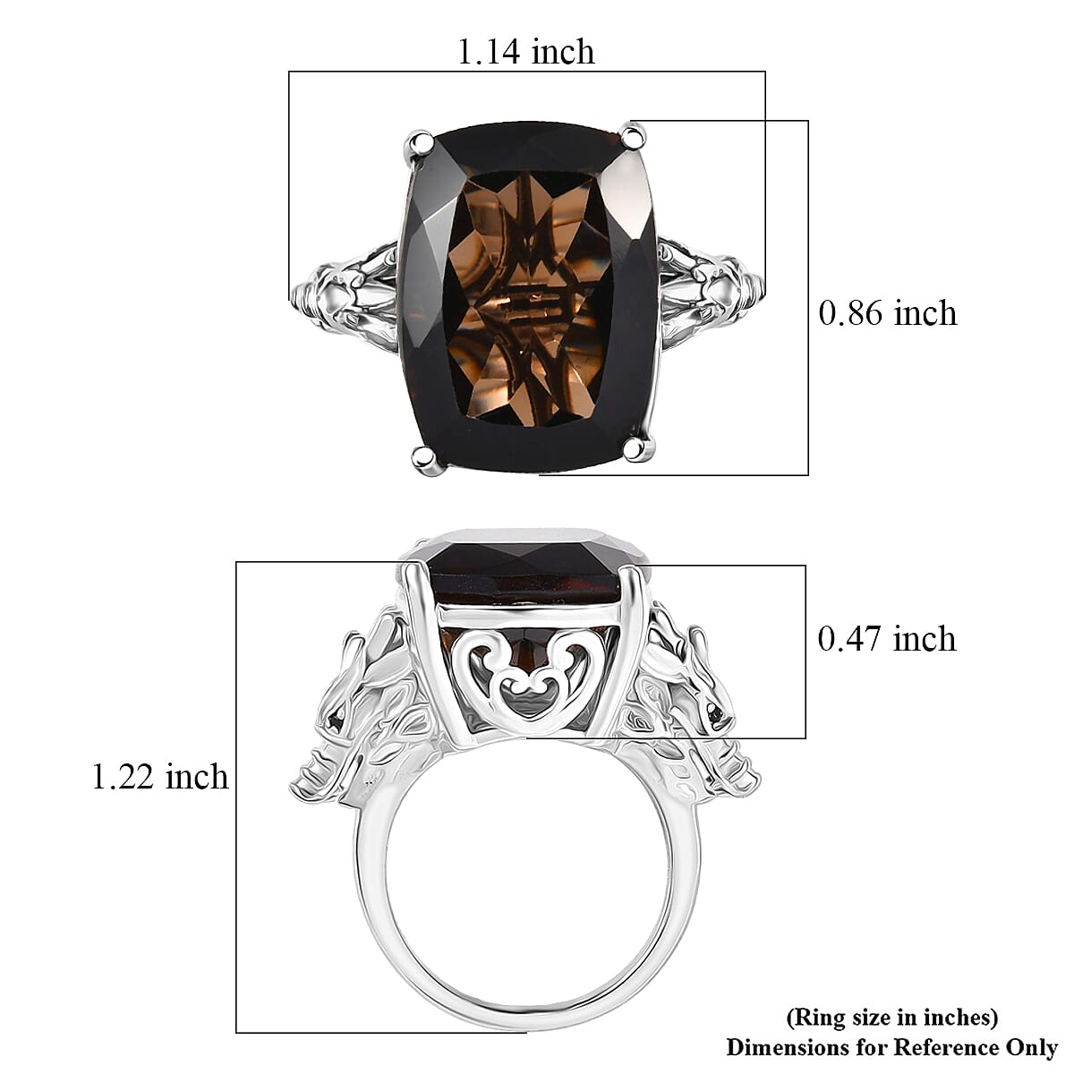 EverTrue Smoky Quartz and Thai Black Spinel 17.15 ctw Ring in Platinum Bond (Size 6.0)