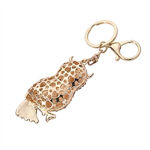  Multi Color Austrian Crystal, Enameled Owl Keychain in Goldtone