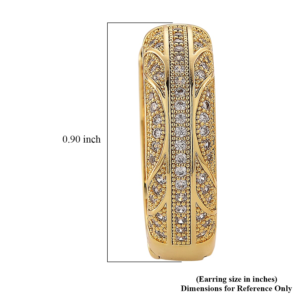 Simulated Diamond Hoop Earrings in Goldtone image number 5