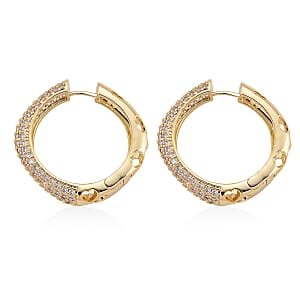 Simulated Diamond Hoop Earrings in Goldtone