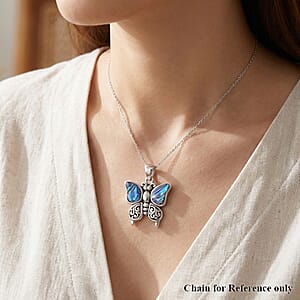 Bali Legacy Abalone Shell Double Side Butterfly Pendant Sterling Silver