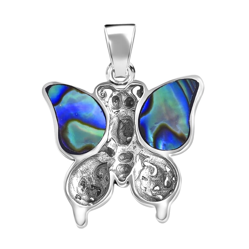 Bali Legacy Abalone Shell Double Side Butterfly Pendant Sterling Silver