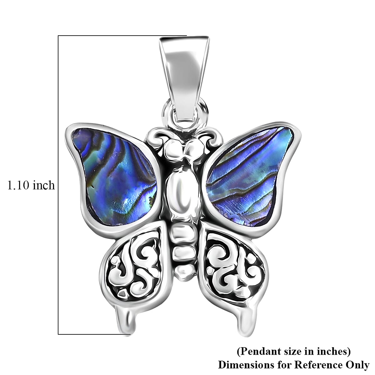 Bali Legacy Abalone Shell Double Side Butterfly Pendant Sterling Silver