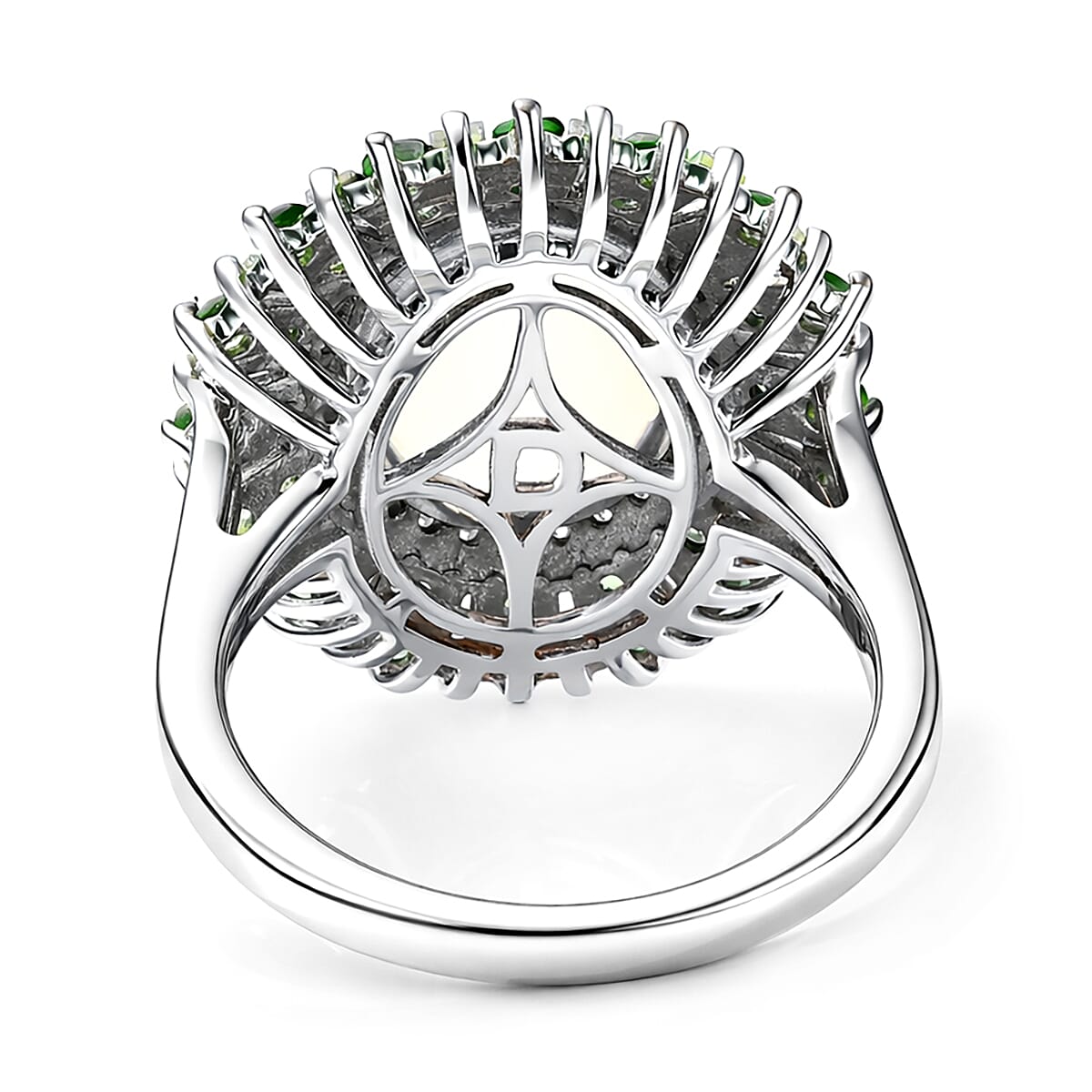 D'Joy Premium Ethiopian Welo Opal and Multi Gemstone 4.85 ctw Sunburst Ring in Rhodium Over Sterling Silver (Size 10.0)