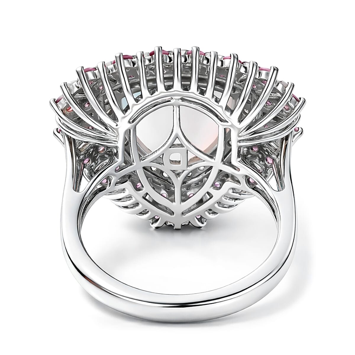 D'Joy Premium Ethiopian Welo Opal and Multi Gemstone 6.25 ctw Sunburst Ring in Rhodium Over Sterling Silver (Size 9.0) image number 4