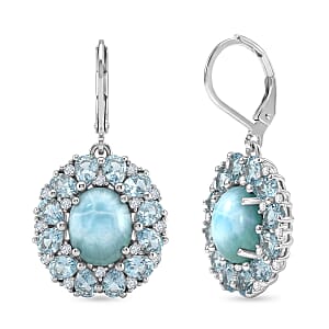 EverTrue Larimar and Multi Gemstone 11.10 ctw Earrings in Platinum Bond and Stainless Steel