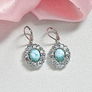 EverTrue Larimar and Multi Gemstone 11.10 ctw Earrings in Platinum Bond and Stainless Steel
