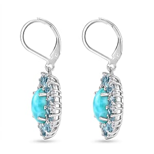 EverTrue Larimar and Multi Gemstone 11.10 ctw Earrings in Platinum Bond and Stainless Steel
