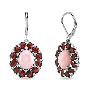 EverTrue Peruvian Pink Opal and Multi Gemstone 9.35 ctw Earrings in Platinum Bond and Stainless Steel