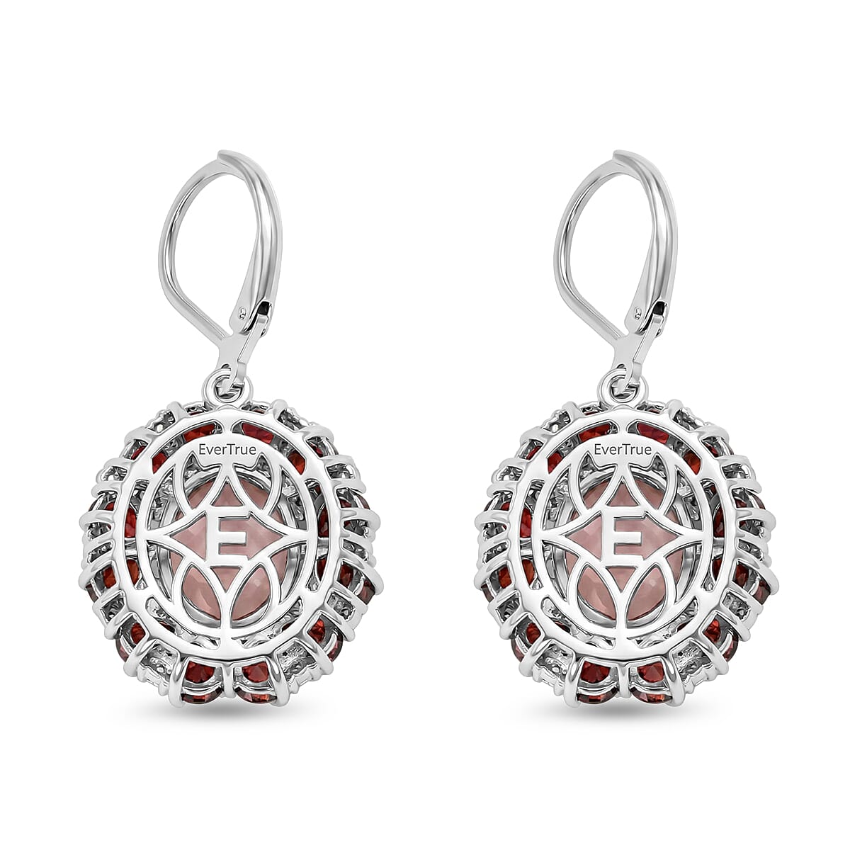 EverTrue Peruvian Pink Opal and Multi Gemstone 9.35 ctw Earrings in Platinum Bond and Stainless Steel image number 3