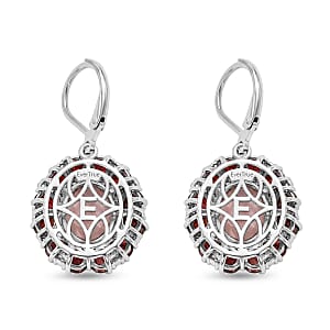 EverTrue Peruvian Pink Opal and Multi Gemstone 9.35 ctw Peony Floral Earrings in Platinum Bond and Stainless Steel