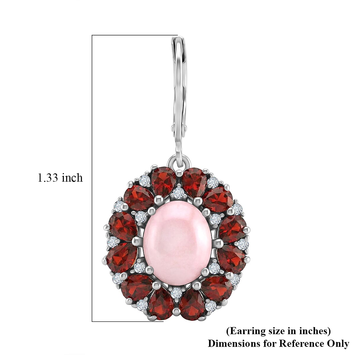 EverTrue Peruvian Pink Opal and Multi Gemstone 9.35 ctw Earrings in Platinum Bond and Stainless Steel image number 4