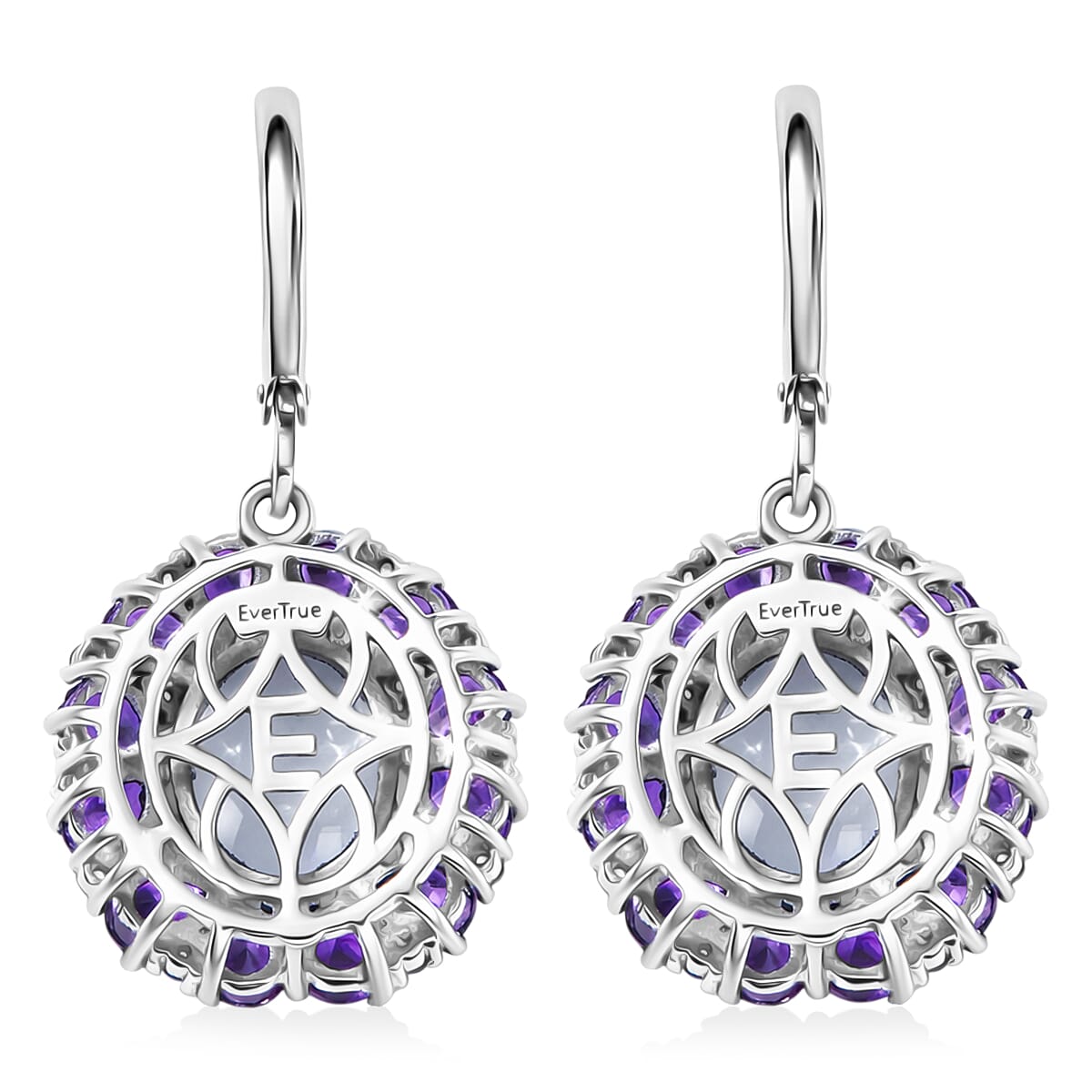 EverTrue Rainbow Moonstone and Multi Gemstone 9.60 ctw Peony Floral Earrings in Platinum Bond and Stainless Steel image number 5