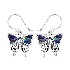 Bali Legacy Abalone Shell Double Side Butterfly Earrings in Sterling Silver