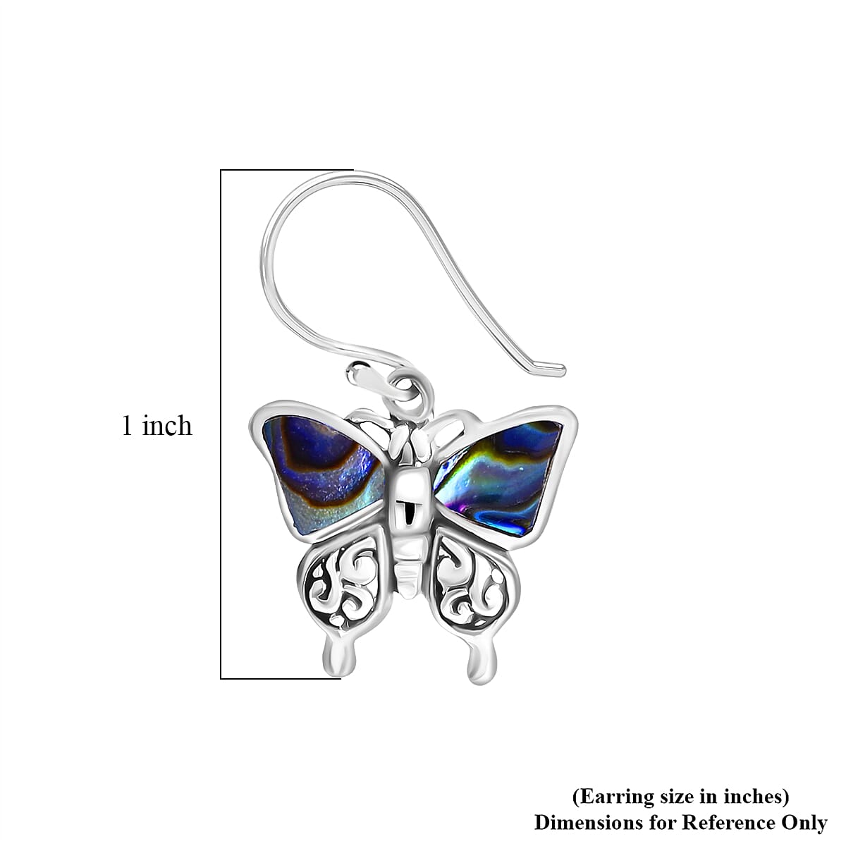 Bali Legacy Abalone Shell Double Side Butterfly Earrings in Sterling Silver
