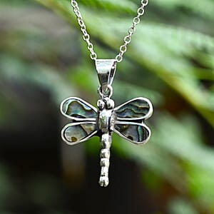 Bali Legacy Abalone Shell Dragonfly Pendant in Sterling Silver