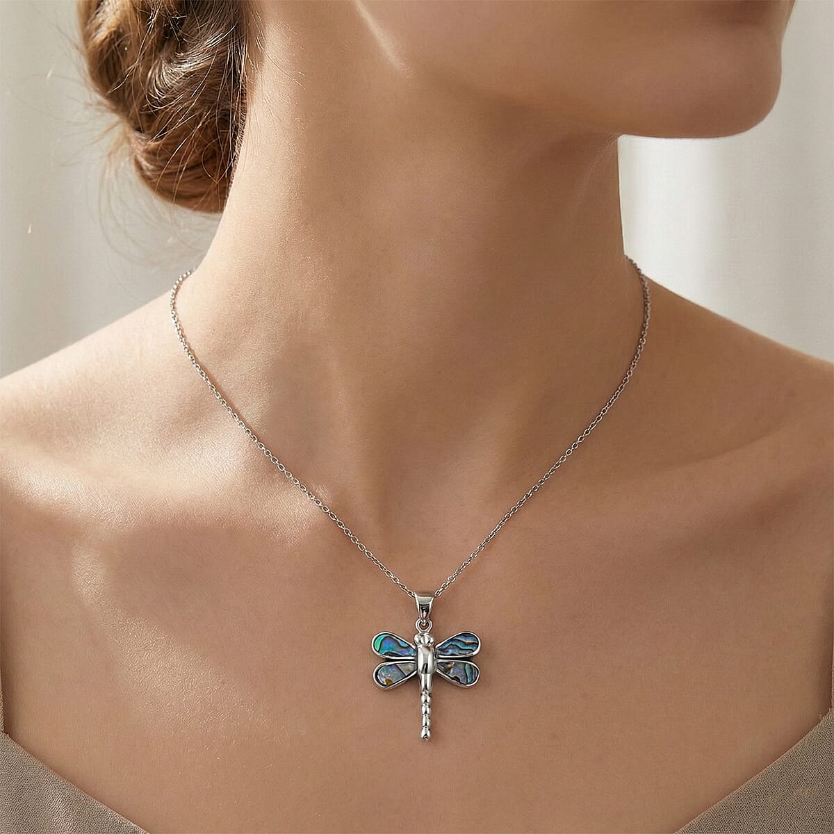Bali Legacy Abalone Shell Dragonfly Pendant in Sterling Silver image number 2