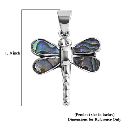 Bali Legacy Abalone Shell Dragonfly Pendant in Sterling Silver
