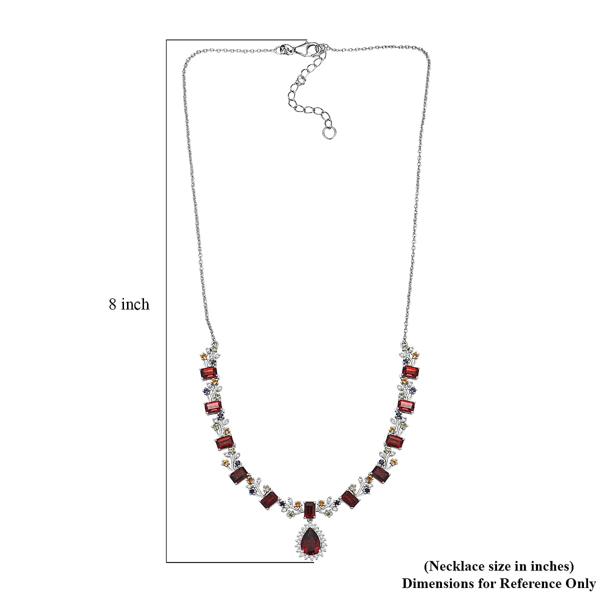 GP Italian Garden Collection Premium Mozambique Garnet and Multi Gemstones 12.30 ctw Necklace in Rhodium Over Sterling Silver 18-20 Inches (Del. in 8-10 Days) image number 5