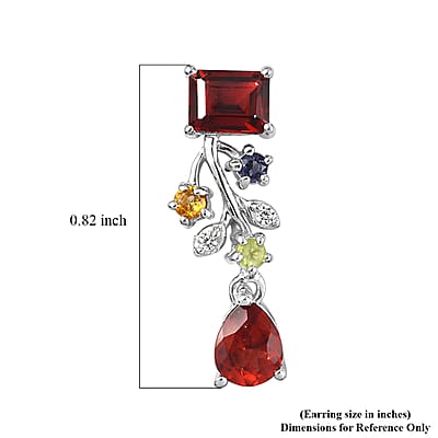 GP Italian Garden Collection Premium Mozambique Garnet and Multi Gemstone 2.40 ctw Earrings in Rhodium Over Sterling Silver