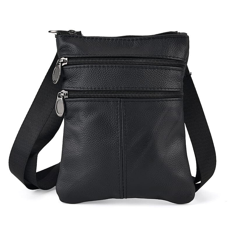 La Marey Black Cowhide Leather Crossbody Bag