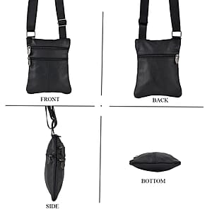 La Marey Black Cowhide Leather Crossbody Bag