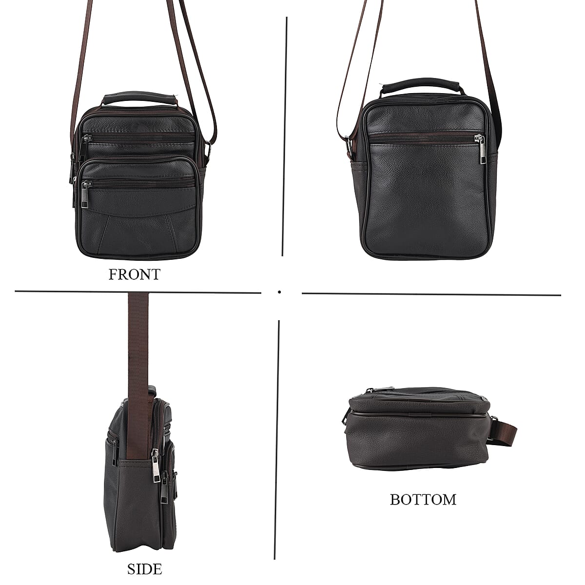 La Marey Brown Genuine Cowhide Leather Bag with Shoulder Strap image number 1