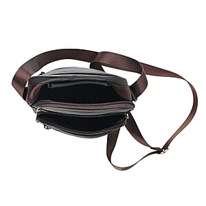 La Marey Brown Genuine Cowhide Leather Bag with Shoulder Strap
