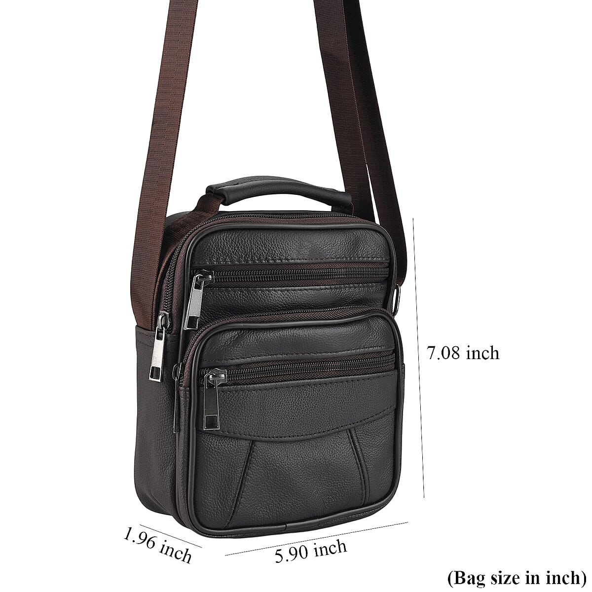 La Marey Brown Genuine Cowhide Leather Bag with Shoulder Strap image number 4