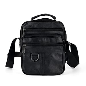 La Marey Black Cowhide Genuine Leather Crossbody Bag